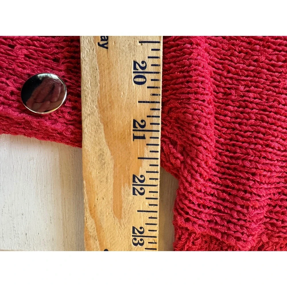 Grace Red Knit‎ Sweater Button Detail Long Sleeve Round Neck Pullover Casual XL